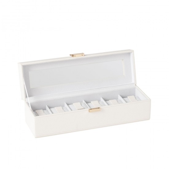 J-Line J Line Porte bijoux. Boîte à bijoux. Boîtes à bijoux Jolipa Boite A Montres 6 Compartiments Cuir Artificiel Blanc.