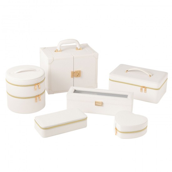 Jolipa Coffret A Bijoux Avec Anse Cuir Artificiel Blanc.