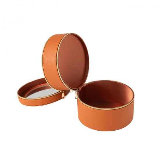 J-Line J Line Porte bijoux. Boîte à bijoux. Boîtes à bijoux Jolipa Boite Pour Cosmétiques Rond Miroir Cuir Artificiel Cognac.