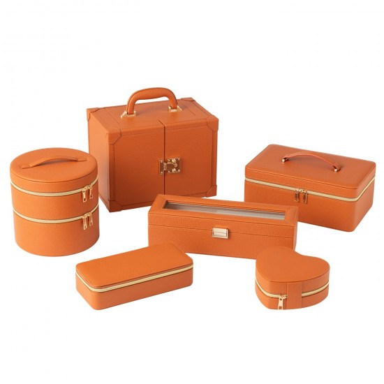 Jolipa Coffret A Bijoux Avec Anse Cuir Artificiel Cognac.