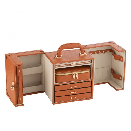 J Line Coffret A Bijoux Avec Anse Cuir Artificiel Cognac JLine 46553 by Jolipa 46553.