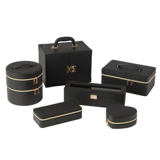 Jolipa Coffret A Bijoux Avec Anse Cuir Artificiel Noir.