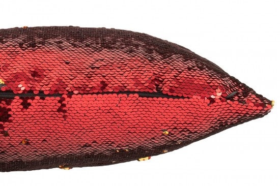 Jolipa Coussin Réversible Sequin Rouge Or.