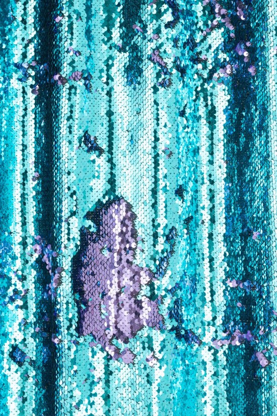 J-Line J Line rideaux Jolipa Rideau Réversible Sequin Bleu Mauve.