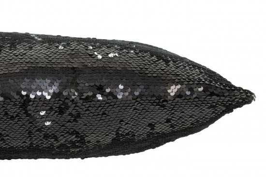 Jolipa Coussin Réversible Sequin Noir Argenté.