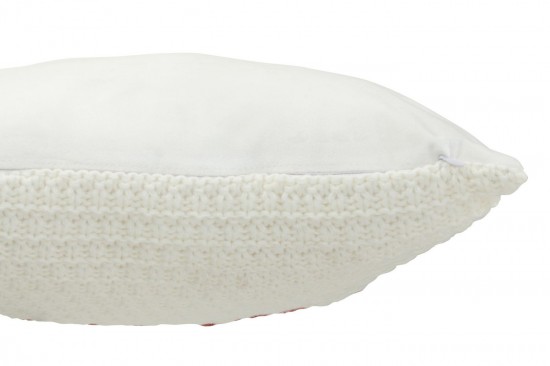 J-Line J Line coussins Jolipa Coussin Tricoté Relax Polyester Acrylique Blanc Rouge.