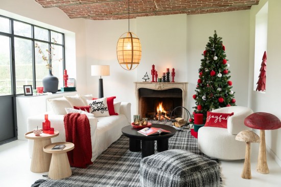 Jolipa Plaid Tricoté Acrylique Rouge.