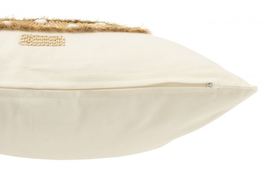 J-Line J Line coussins Jolipa Coussin Sapin Franges Pompomps Coton Blanc Doré.