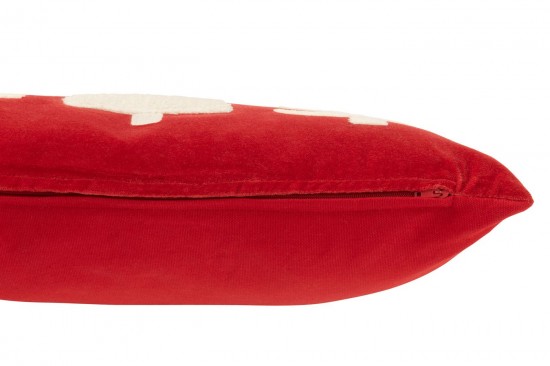 J-Line J Line coussins Jolipa Coussin Rectangle Sapins Texture Velours Rouge Blanc.