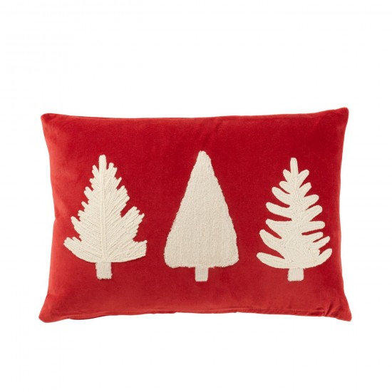 J Line Coussin Rectangle Sapins Texture Velours Rouge Blanc JLine 47124 by Jolipa 47124.