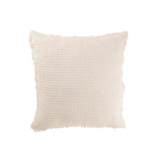 J Line Coussin Bords Effiloches Coton Polyester Blanc JLine 47139 by Jolipa 47139.