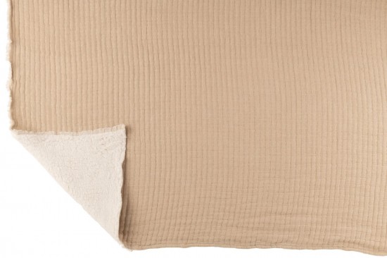 Jolipa Plaid Teddy Lignes Couture Coton Polyester Beige.