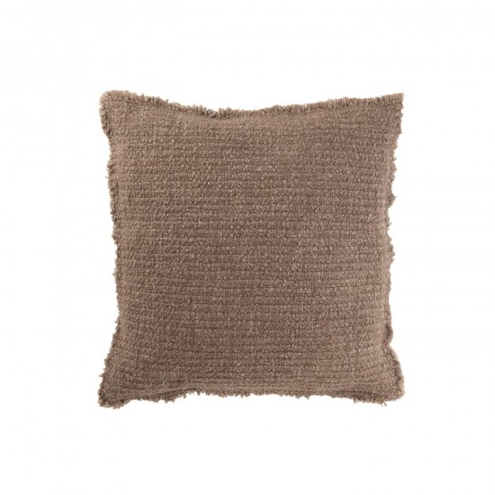 J Line Coussin Bords Effiloches Coton Polyester Taupe JLine 47151 by Jolipa 47151.