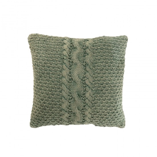 J Line Coussin Tricot Tresse Coton Vert Delave JLine 47155 by Jolipa 47155.