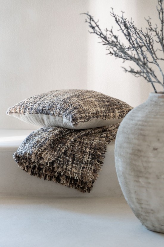 Jolipa Plaid Tweed Acrylique Coton Marron Beige.