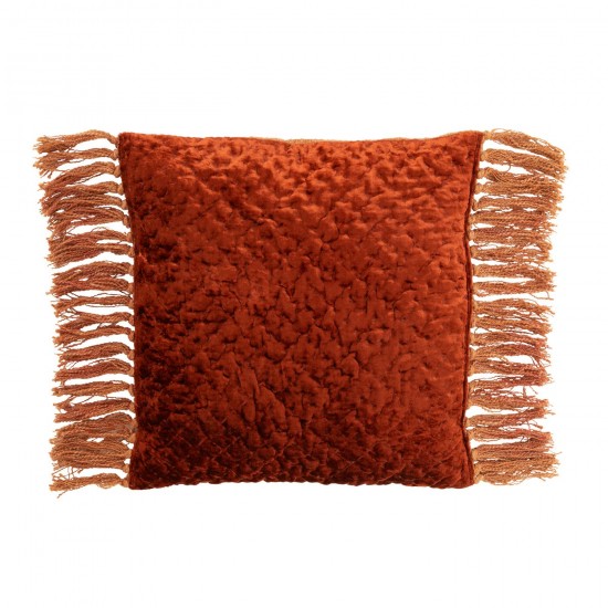 J Line Coussin Brillant Gaufre Franges Viscose Coton Cuivre JLine 47167 by Jolipa 47167.