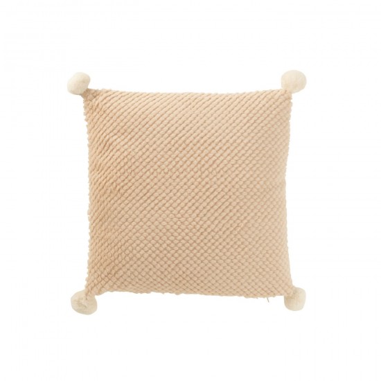 J Line Coussin Doux Pompoms Polyester Beige JLine 47184 by Jolipa 47184.