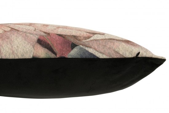 J-Line J Line coussins Jolipa Coussin Imprimé Fleur Polyester Cotton Noir Rose.