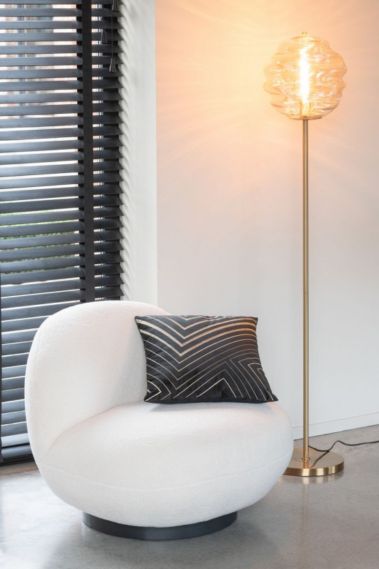 J-Line Cuscino Righe Piramidi Velluto Nero/Oro.