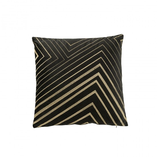 J Line Coussin Rayures Pyramides Velours Noir Doré JLine 47187 by Jolipa 47187.