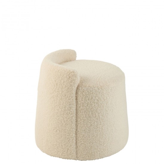 J-Line J Line poufs Jolipa Pouf Teddy Rond Dossier Bouclé Blanc.