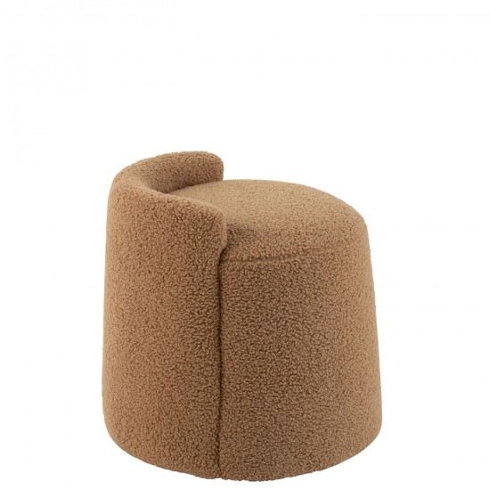 J-Line J Line poufs Jolipa Pouf Teddy Rond Dossier Bouclé Camel.