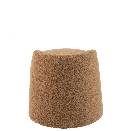 Jolipa Pouf Teddy Rond Dossier Bouclé Camel.