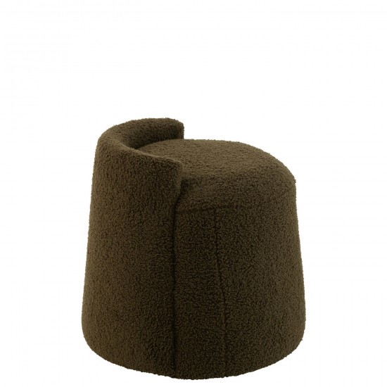 J-Line J Line poufs Jolipa Pouf Teddy Rond Dossier Bouclé Vert.