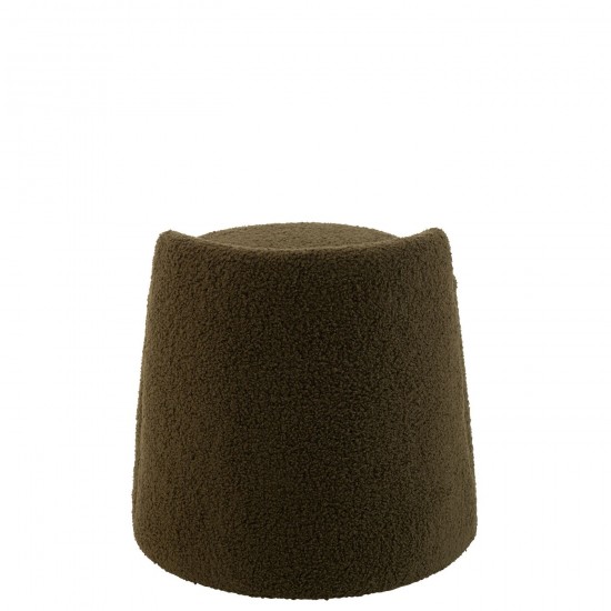 Jolipa Pouf Teddy Rond Dossier Bouclé Vert.