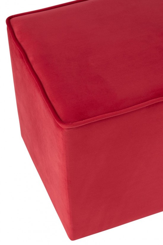 J-Line J Line poufs Jolipa Pouf Cube Velours Rose Framboise.