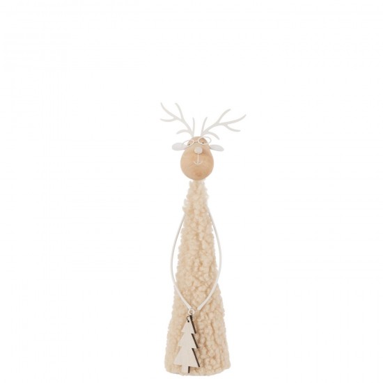 J Line Renne Déco Teddy Métal Bois Beige Naturel Small JLine 47213 by Jolipa 47213.