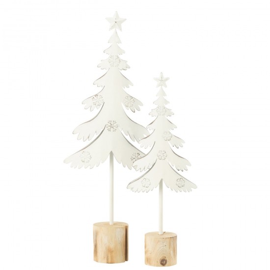 J-Line J Line arbres sapins de noel sur pied Jolipa Sapin Sur Pied Étoile Métal Bois Blanc Large.