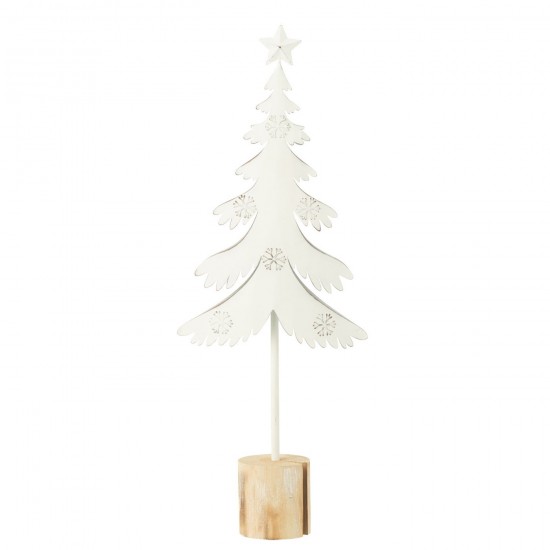 J Line Sapin Sur Pied Étoile Métal Bois Blanc Large JLine 47216 by Jolipa 47216.