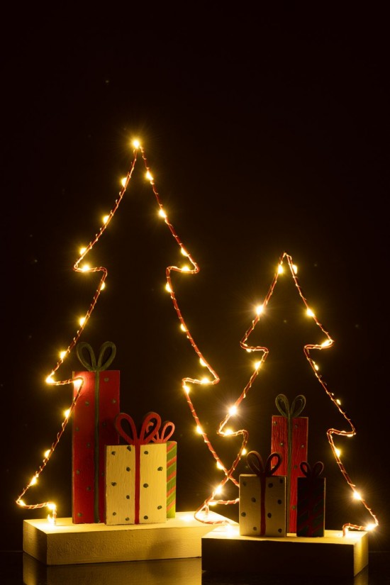 J-Line J Line arbres sapins de noel sur pied Sapin Cadeaux Led Blanc Rouge Vert Large.