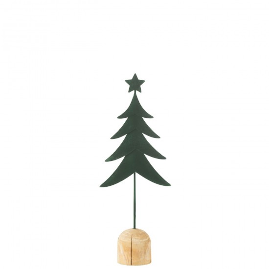 J Line Sapin Sur Pied Étoile Métal Bois Vert Foncé Small JLine 47224 by Jolipa 47224.