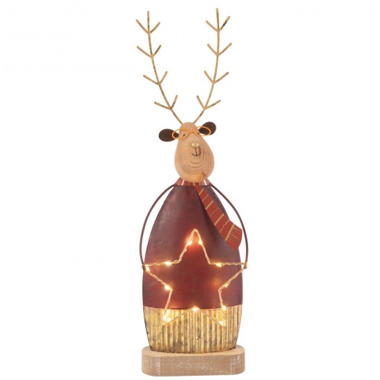 J Line Renne Déco Avec Écharpe Lunettes Led Métal Rouille Doré Large JLine 47231 by Jolipa 47231.