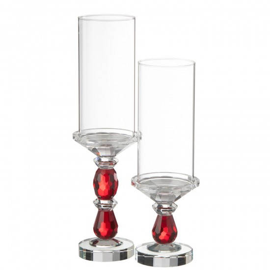 J-Line J Line chandeliers candélabres Jolipa Photophore Marie Crystal Rouge Transparent Large.