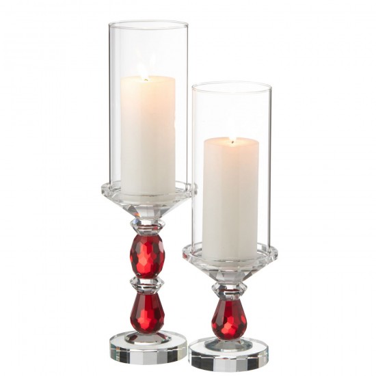 Jolipa Photophore Marie Crystal Rouge Transparent Large.