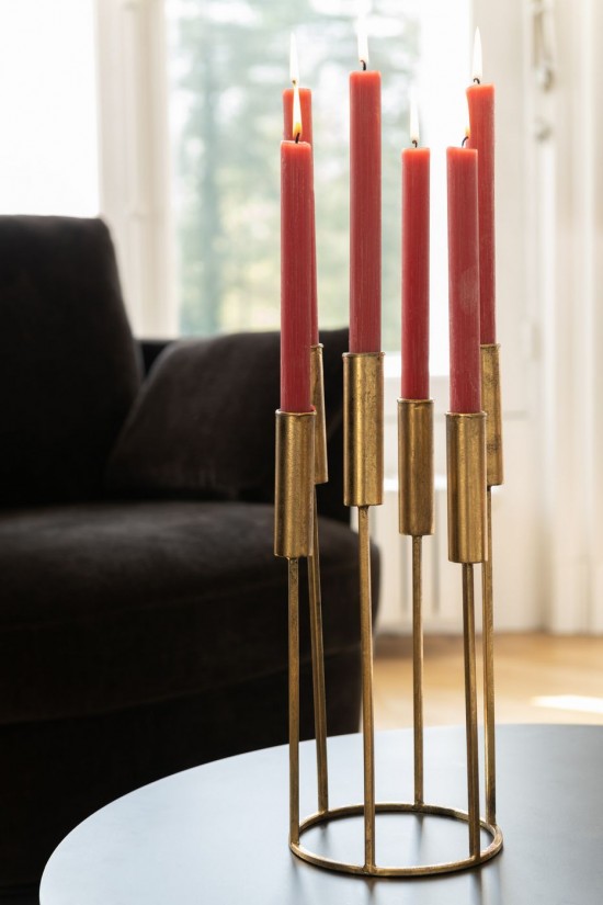 Jolipa Set De 2 Chandeliers Pierre Fer Or.