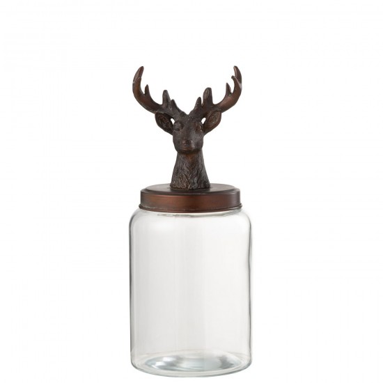 J Line Bocal Cerf Verre Resine Transparent Bronze Large JLine 47450 by Jolipa 47450.