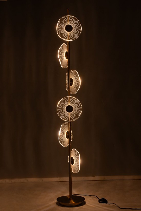 J-Line J Line Lampadaires Lampes Raides Debouts Sur Pied De Sol Jolipa Lampadaire Led Fleur Fer Plastique Or.