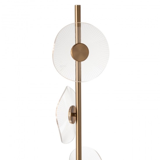 Jolipa Lampadaire Led Fleur Fer Plastique Or.