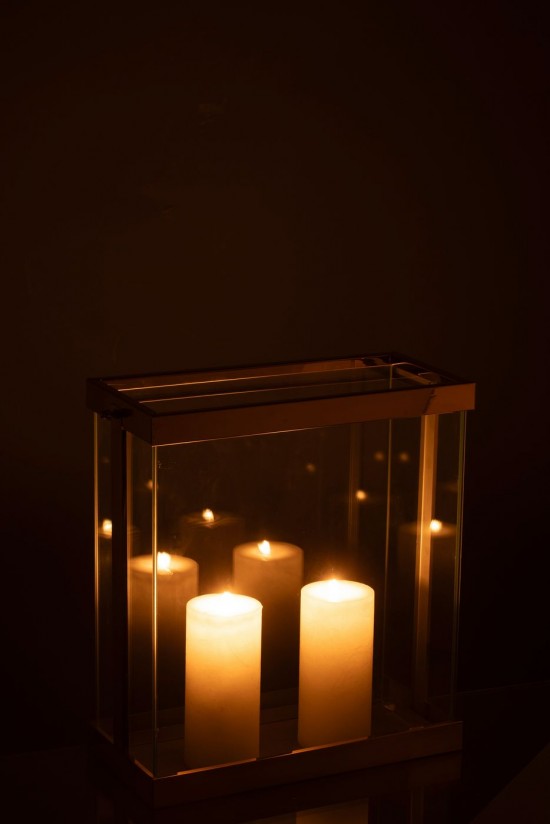 J-Line J Line lanternes photophores Jolipa Lanterne Rectangle Enma Fer Verre Or Small.