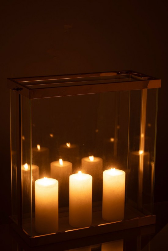 J-Line J Line lanternes photophores Jolipa Lanterne Rectangle Enma Fer Verre Or Large.