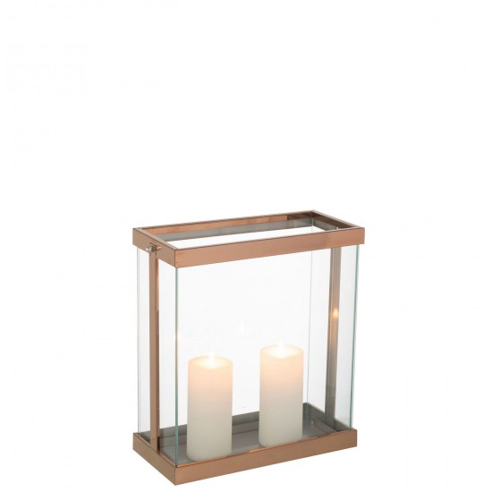J Line Lanterne Rectangle Enma Fer Verre Cuivre Small JLine 47485 by Jolipa 47485.