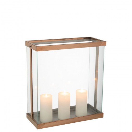 J Line Lanterne Rectangle Enma Fer Verre Cuivre Large JLine 47486 by Jolipa 47486.