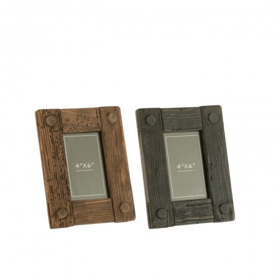 J Line Cadre Photo Nick Bois De Pin Brun Noir Small JLine 47682 by Jolipa 47682 Assortiment de 2 pcs.