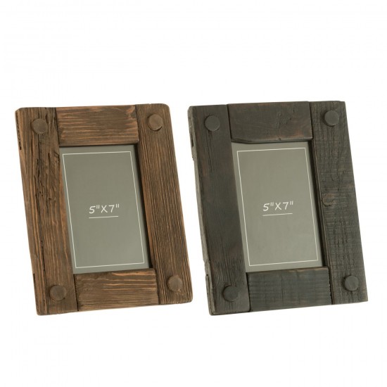 J Line Cadre Photo Nick Bois De Pin Brun Noir Large JLine 47683 by Jolipa 47683 Assortiment de 2 pcs.
