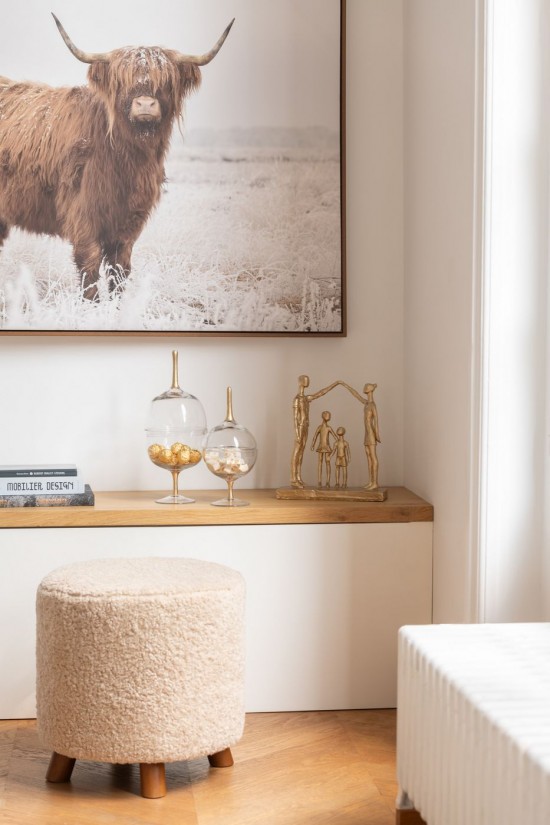 Jolipa Deco Murale Paysage Yack Bois De Pin Resine Blanc Marron.