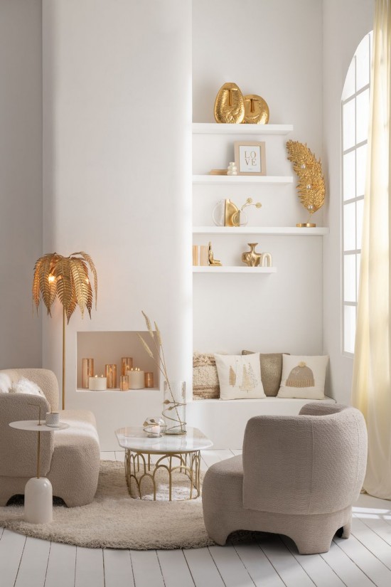 J-Line J Line Grands vases Grand vase Vases hauts Vase haut. Vase Feuil Long Ver Ac Tr Or.